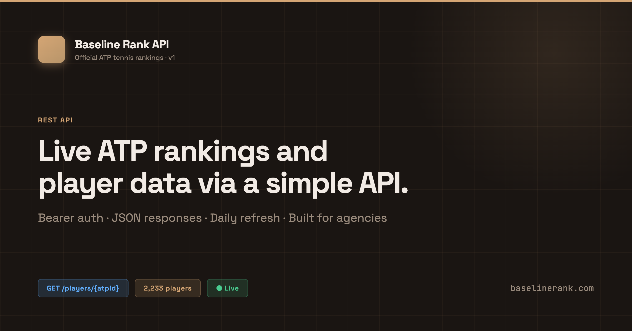 Baseline Rank API — Live ATP Rankings